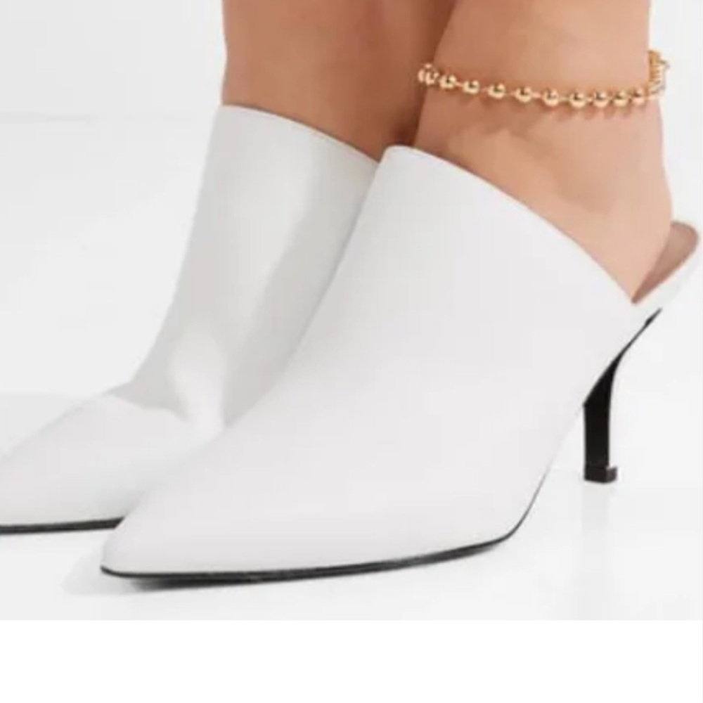 Womens Diane Von Furstenberg White Point Toe Mikaila Slip On Mule Heel